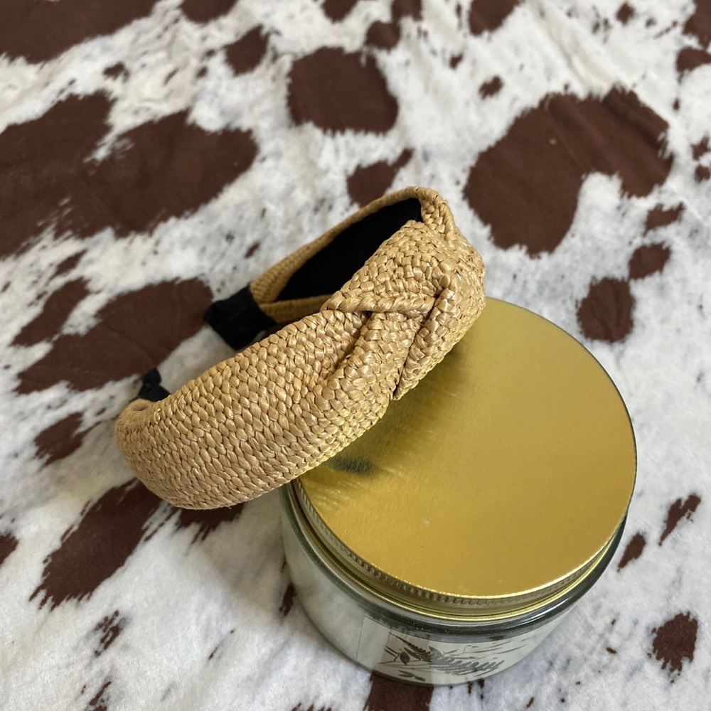 Natural Tan Raffia Knotted Headband